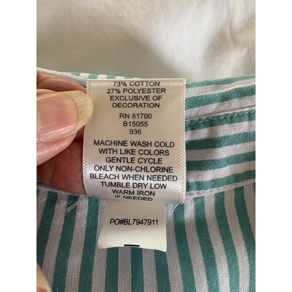 Blair Women Blue Blouse Top Sz XL Cotton Buttons Pullover Long Roll Up Sleeve - Picture 9 of 12